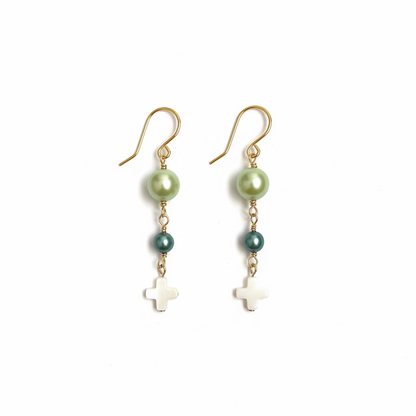 Pearl Cross Dangle Earrings – Handmade Christian Jewelry