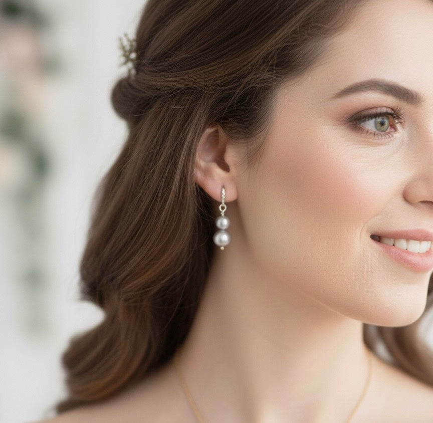 Pearl drop earrings gold - natural freshwater pearl bridal earrings wedding jewelry