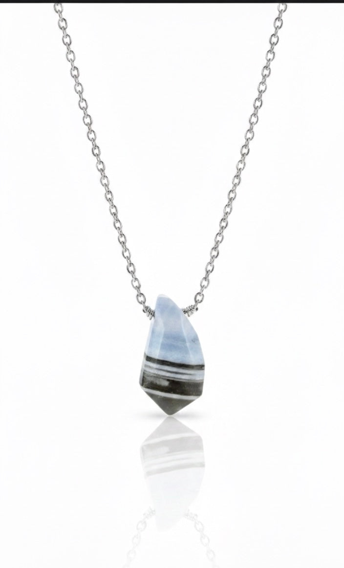 Peruvian opal necklace delicate layering - minimalist October birthstone jewelry
