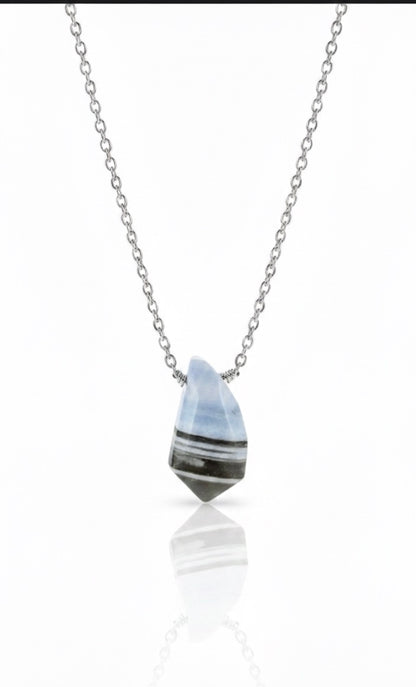 Peruvian opal necklace delicate layering - minimalist October birthstone jewelry