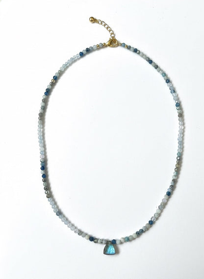 Premium aurora labradorite necklace with iridescent flash - natural gemstone one-of-a-kind jewelry
