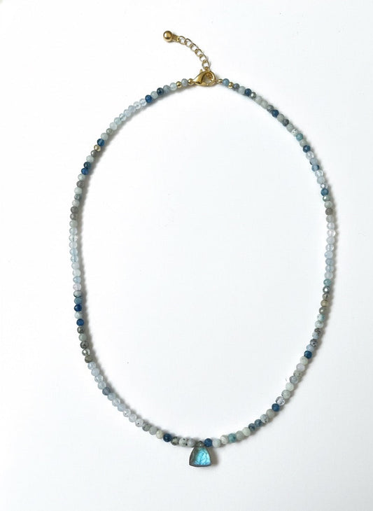 Premium aurora labradorite necklace with iridescent flash - natural gemstone one-of-a-kind jewelry