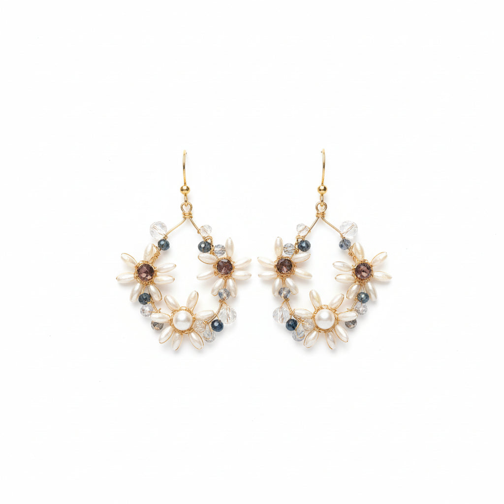  Premium pearl crystal bridal earrings elegant dangle drop - handcrafted wedding jewelry