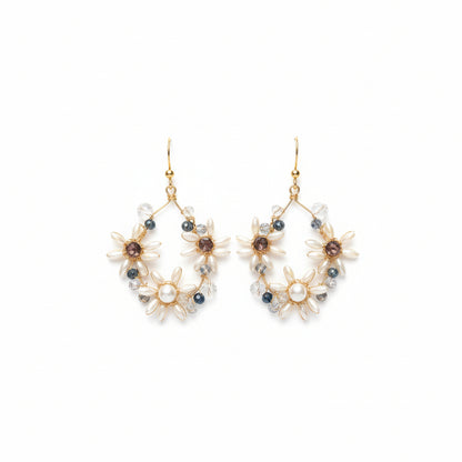  Premium pearl crystal bridal earrings elegant dangle drop - handcrafted wedding jewelry