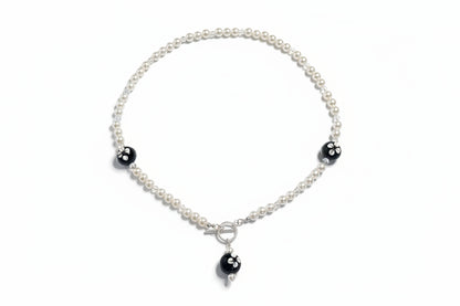 Premium pearl flower bead necklace with brass accents - one-of-a-kind boho statement jewelry