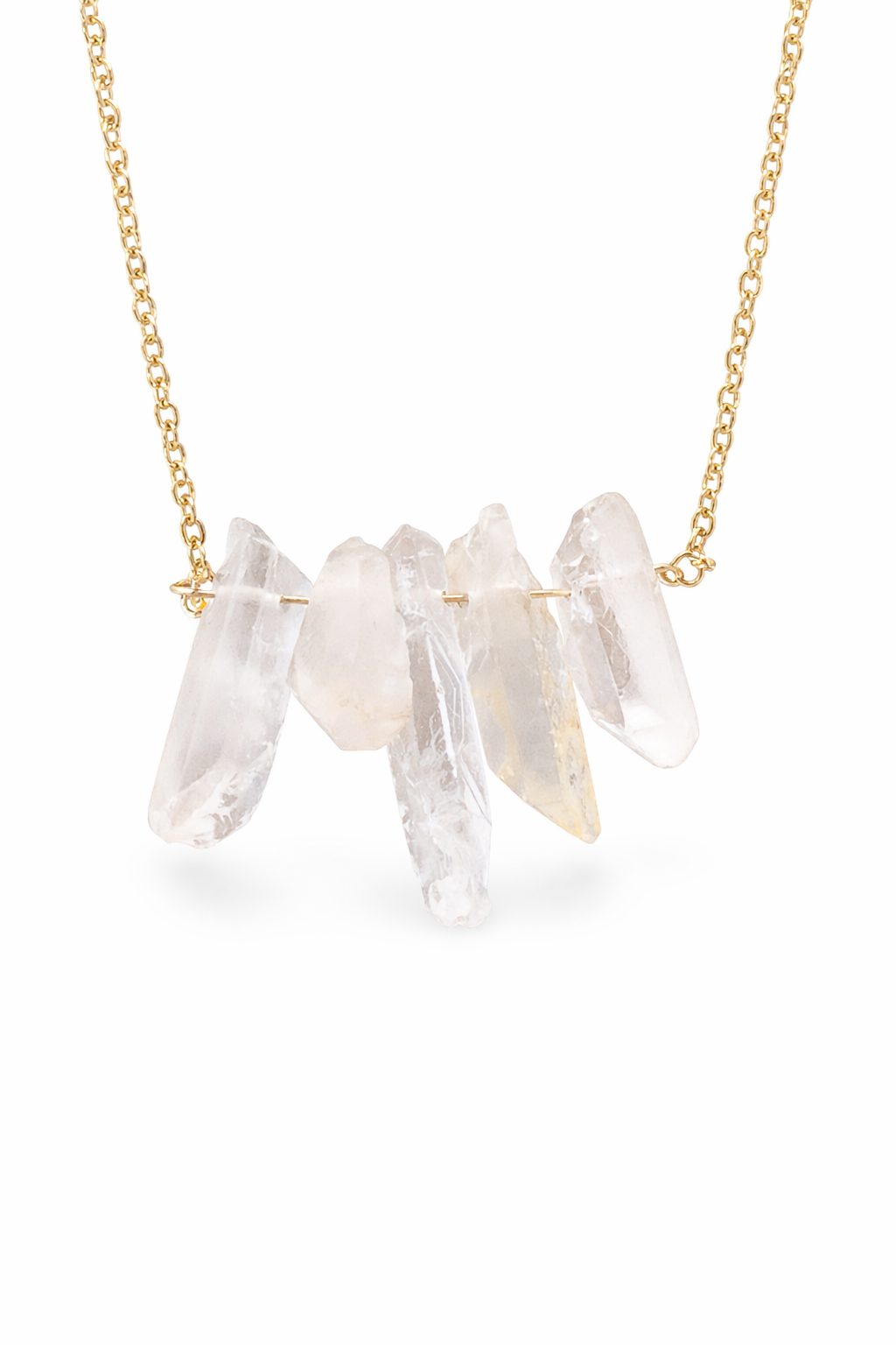 Premium raw quartz crystal necklace hand-wrapped in 14K gold filled - natural healing stone pendant