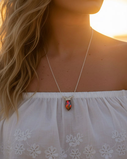 Prism ammolite necklace - one of a kind gemstone jewelry
