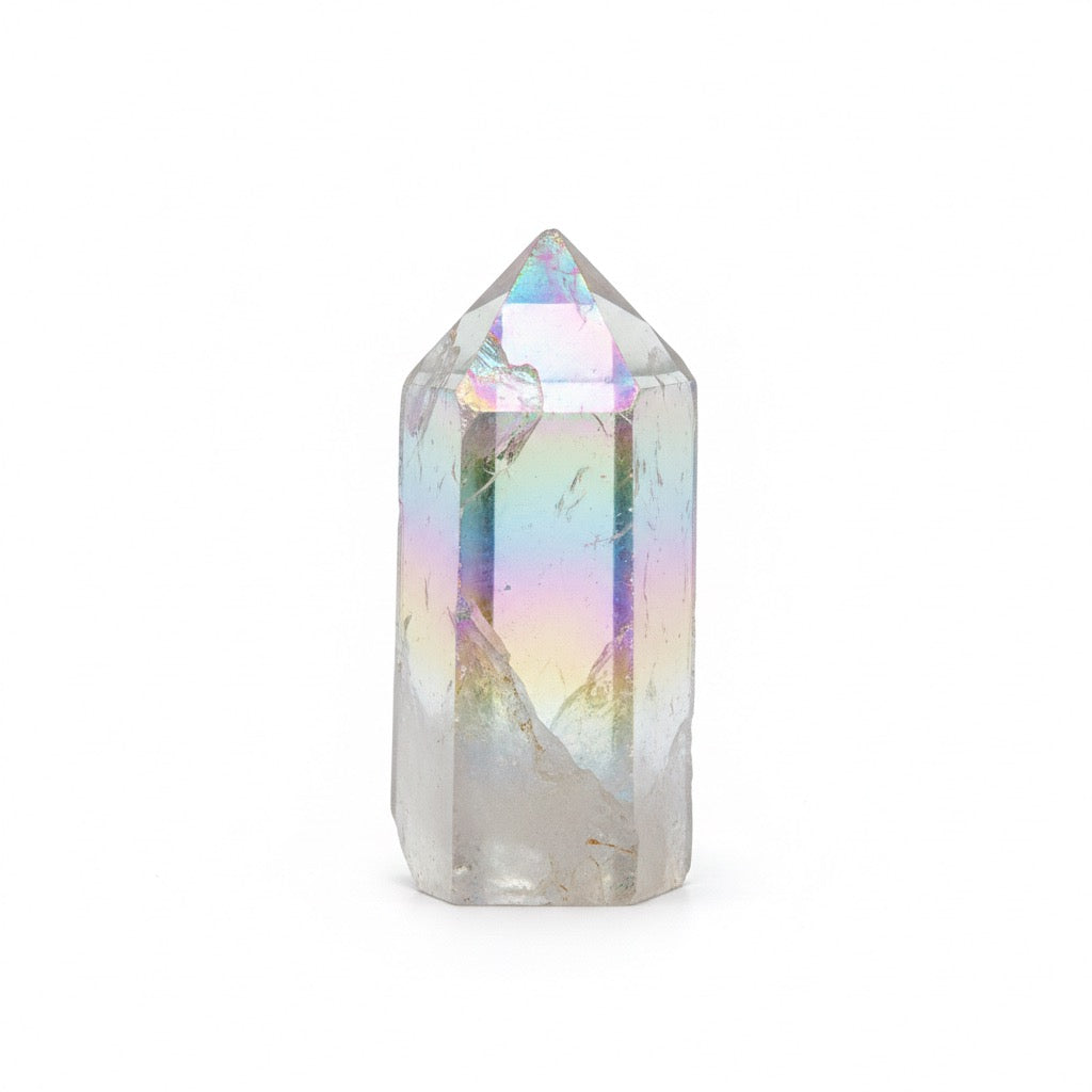 Rainbow crystal star necklace - angel aura opalite wire wrapped pendant