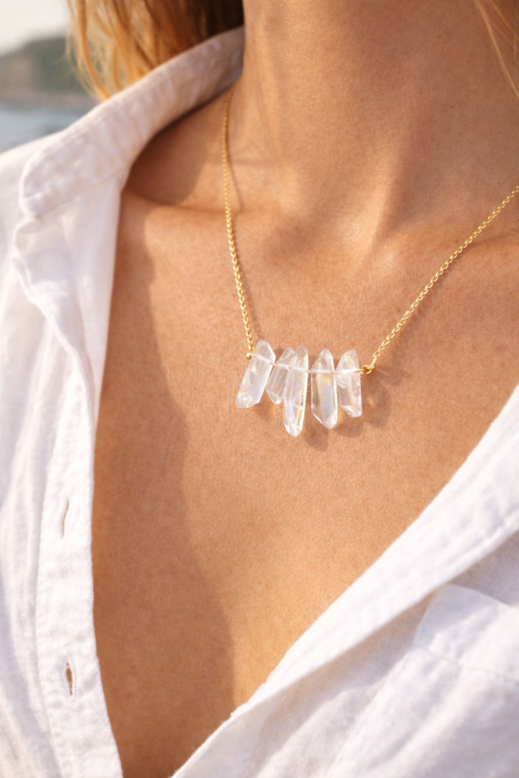 Raw quartz healing crystal necklace gift ready - one of a kind natural gemstone jewelry