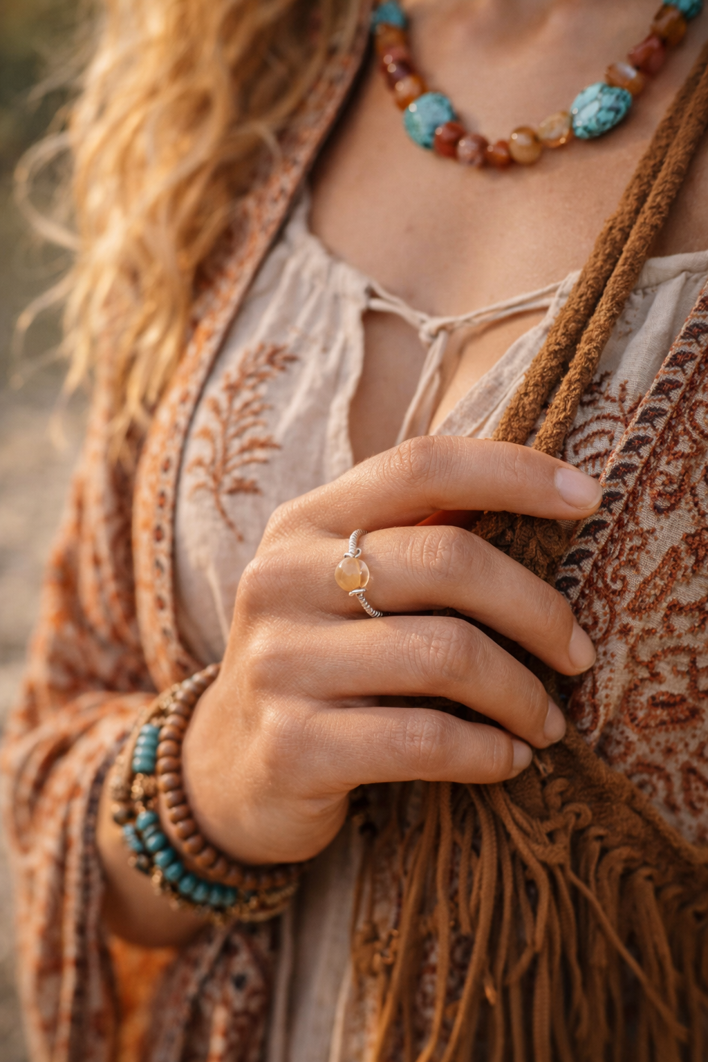 Solstice agate ring - wire wrapped gemstone custom fit