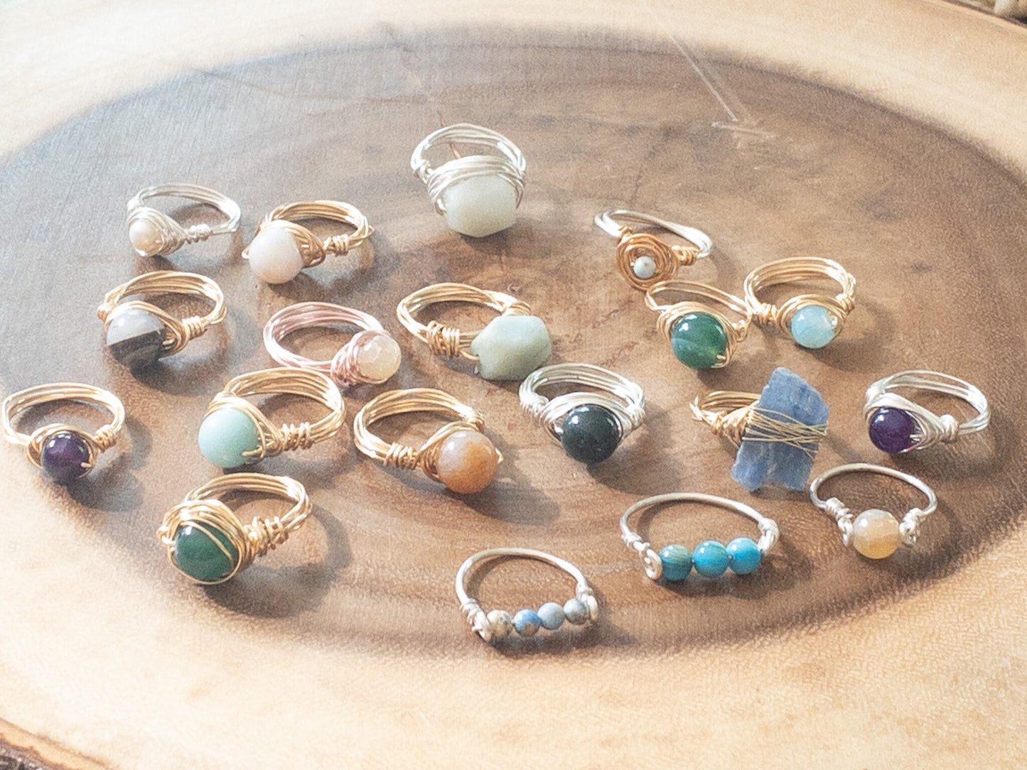Solstice agate ring - wire wrapped gemstone tarnish resistant